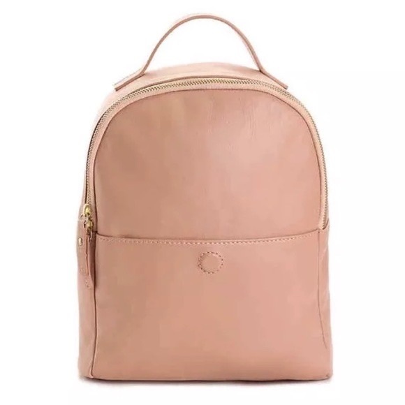 American Eagle Outfitters Handbags - AMERICAN EAGLE AEO ITALY PINK GENUINE LEATHER ZIP BACKPACK